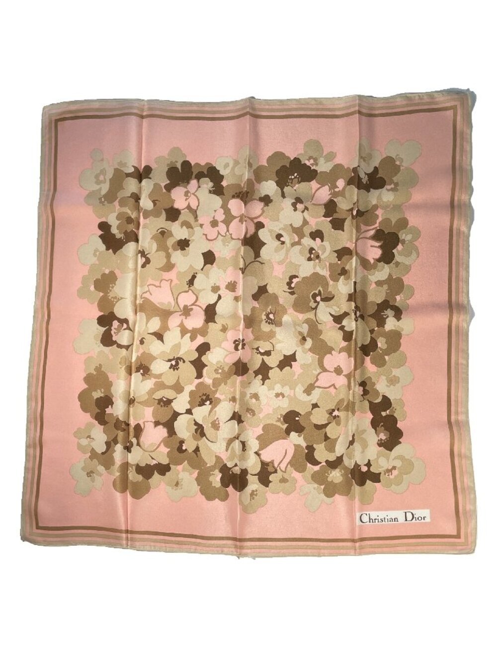 Vintage Christian Dior Floral Silk Scarf Made in France 57cm 22.5" w/envelope